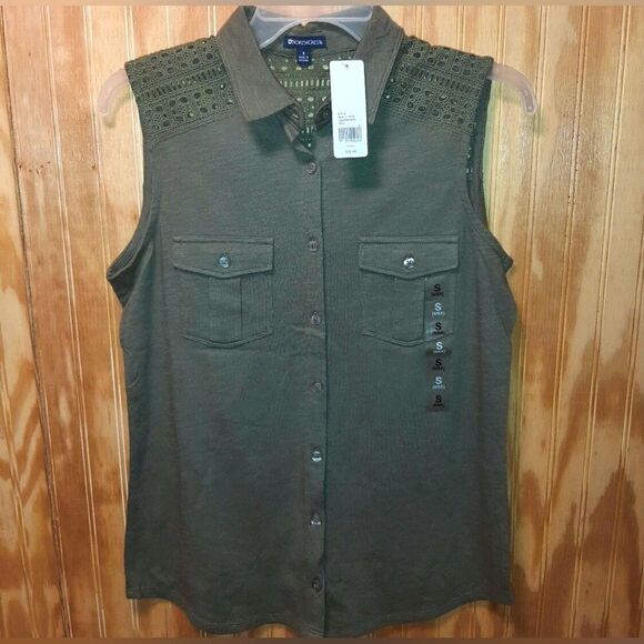 NWT … NORTHCREST “Size: S” Olive Green Top - Picture 1 of 5